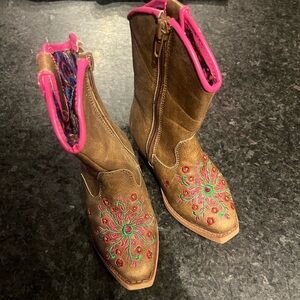 Blazin Roxx Brown Boots with Pink and Green Embroidery